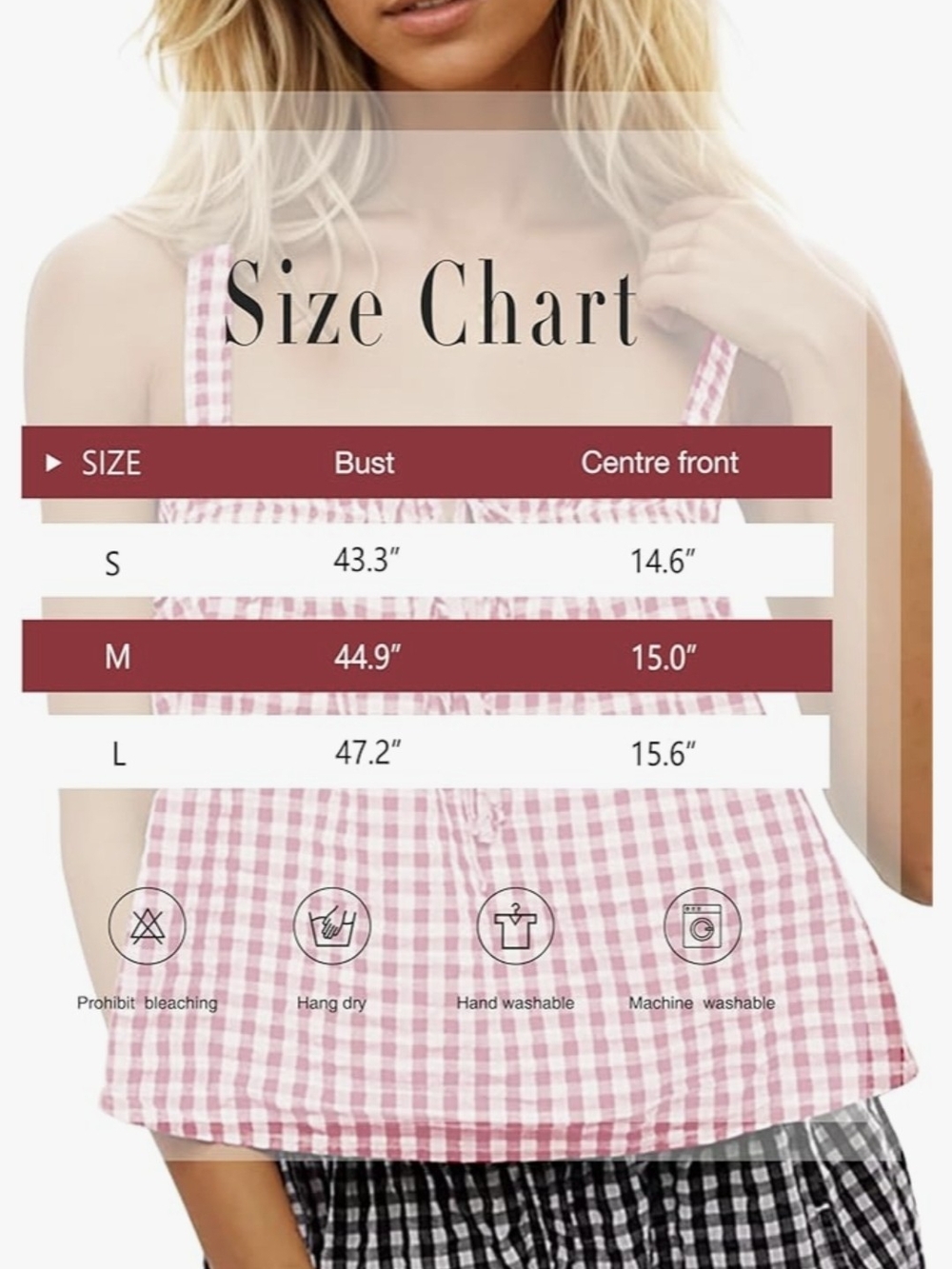 NWT Gingham Tie-Front Spaghetti Strap Tank Top (0077) - Picture 2 of 2